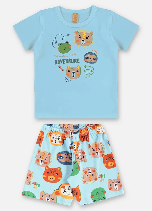Up Baby - Pijama Camiseta e Bermuda Infantil Azul 2
