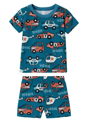 Malwee Kids - Pijama Carros que Brilha no Escuro Azul Escuro - MALWEE KIDS