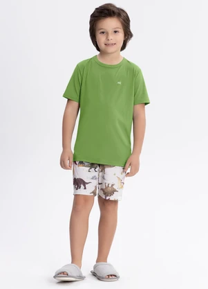 Alakazoo - Pijama com Camiseta e Bermuda Estampada Verde - ALAKAZOO