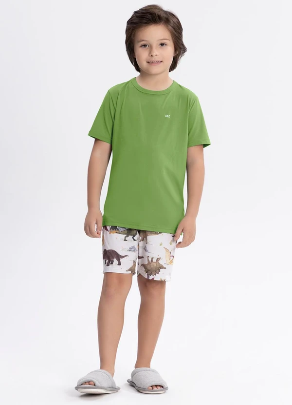 Alakazoo - Pijama com Camiseta e Bermuda Estampada Verde 1
