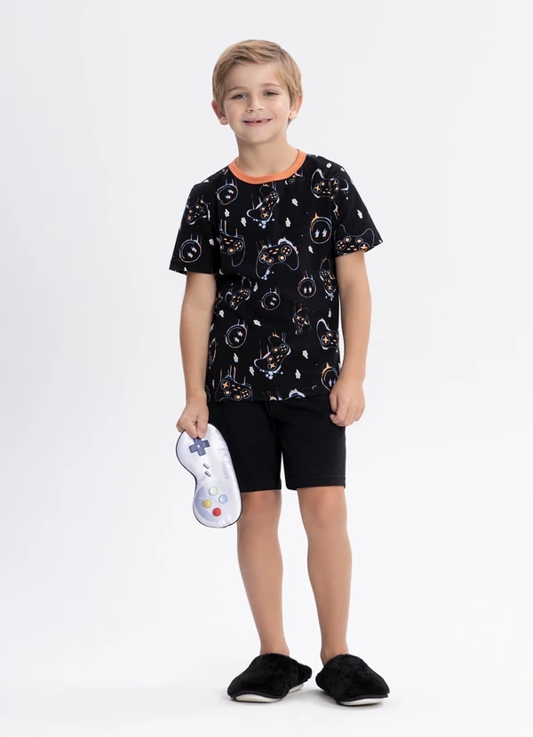 Alakazoo - Pijama com Estampa que Brilha no Escuro Preto