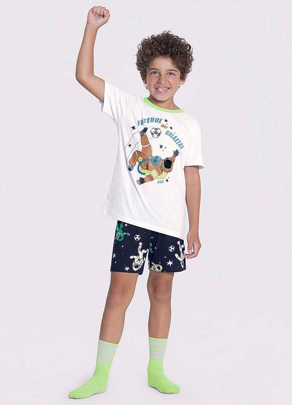 Alakazoo - Pijama Curto Estampa Brilha Escuro Menino Azul