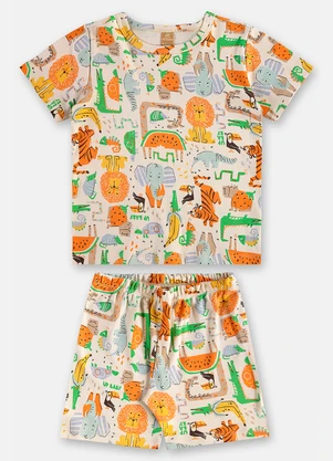 Up Baby - Pijama Curto Infantil em Suedine Azul - UP BABY