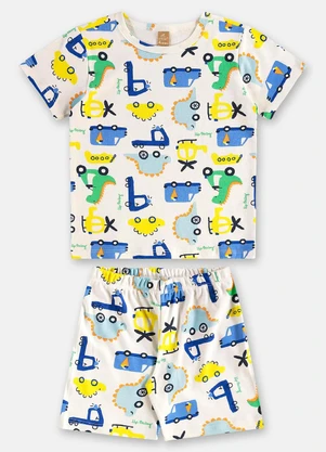 Up Baby - Pijama Curto Infantil em Suedine Branco - UP BABY