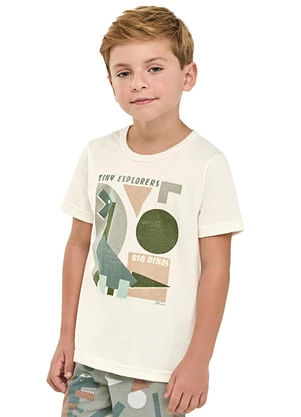 Elian - Pijama Curto Infantil Menino Dino Bege - ELIAN