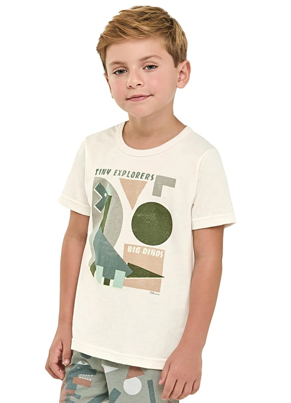Elian - Pijama Curto Infantil Menino Dino Bege 2