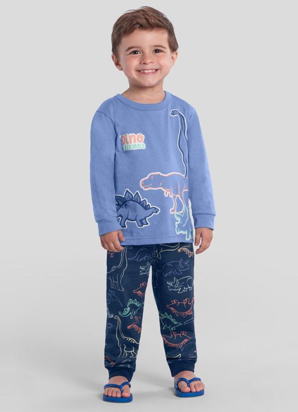 Brandili - Pijama de Dinossauro Brilha no Escuro Azul 1