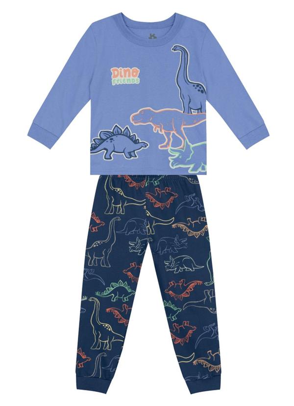 Brandili - Pijama de Dinossauro Brilha no Escuro Azul 2