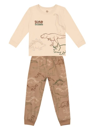 Brandili - Pijama de Dinossauro Brilha no Escuro Bege - BRANDILI