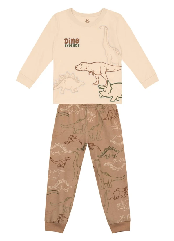 Brandili - Pijama de Dinossauro Brilha no Escuro Bege