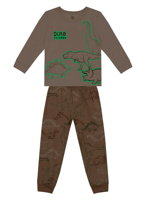 Brandili - Pijama de Dinossauro Brilha no Escuro Bege 2