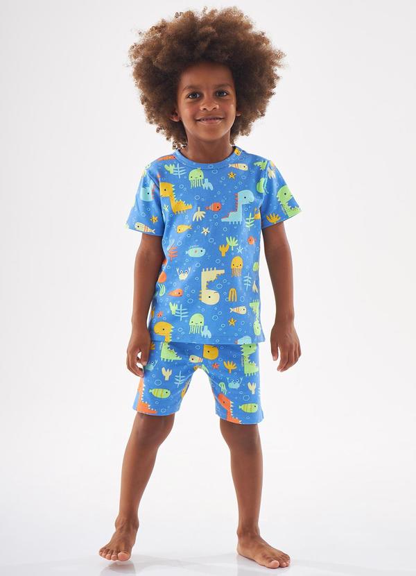 Up Baby - Pijama de Verão Infantil Menino Azul
