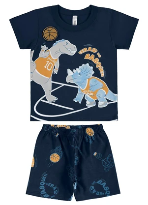 Malwee Kids - Pijama Dinos que Brilha no Escuro Azul Marinho - MALWEE KIDS