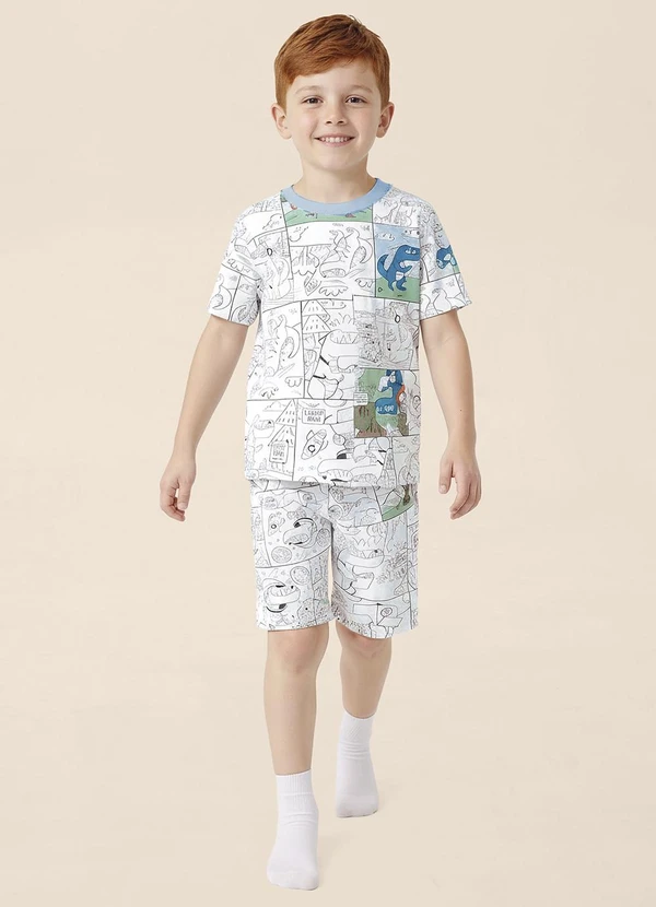 Malwee Kids - Pijama Dinossauros Gibi Interativo Branco