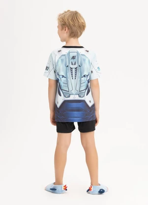 Alakazoo - Pijama em Malha com Camiseta e Bermuda Preto - ALAKAZOO