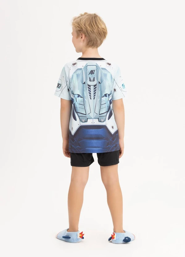 Alakazoo - Pijama em Malha com Camiseta e Bermuda Preto 2