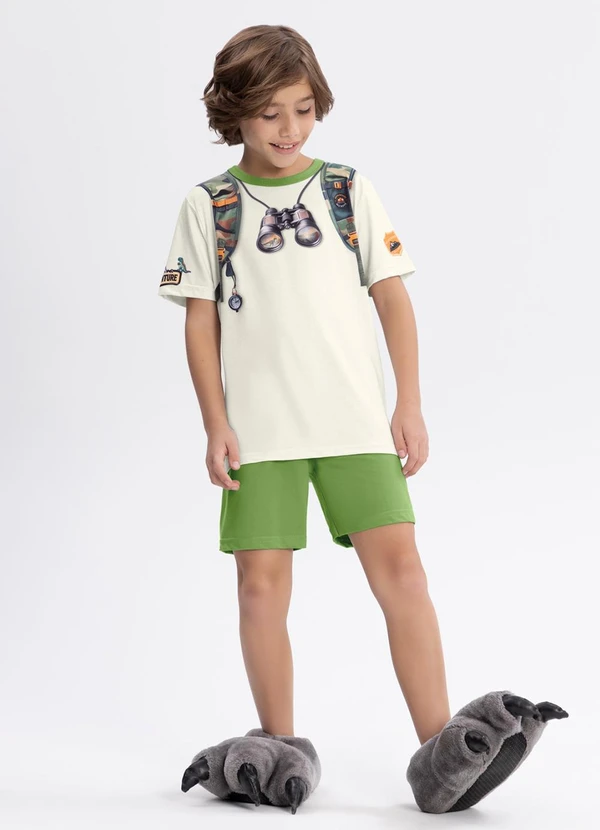 Alakazoo - Pijama em Malha com Camiseta e Bermuda Verde