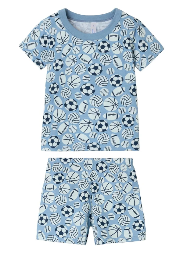 Malwee Kids - Pijama Esportivo que Brilha no Azul Pastel