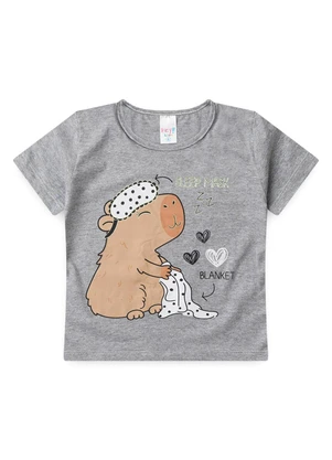 Atelie da Crianca - Pijama Feminino Verão Capivara Cinza - ATELIE DA CRIANCA