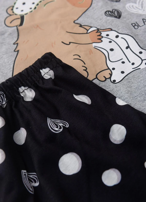 Atelie da Crianca - Pijama Feminino Verão Capivara Cinza 4