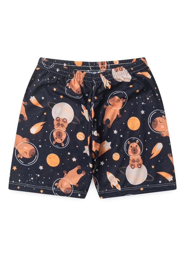 Atelie da Crianca - Pijama Feminino Verão Capivara Espaço Preto 3