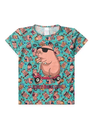 Atelie da Crianca - Pijama Feminino Verão Capivara Patinete Verde - ATELIE DA CRIANCA