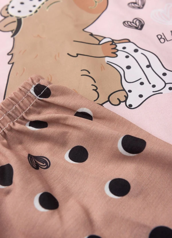Atelie da Crianca - Pijama Feminino Verão Capivara Rosa 4