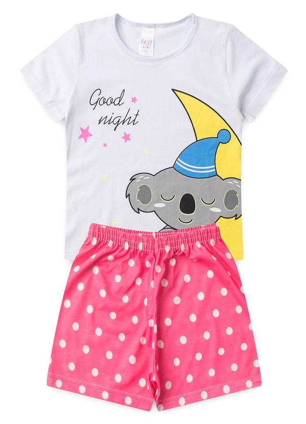 Atelie da Crianca - Pijama Feminino Verão Coala Bolinha Branco