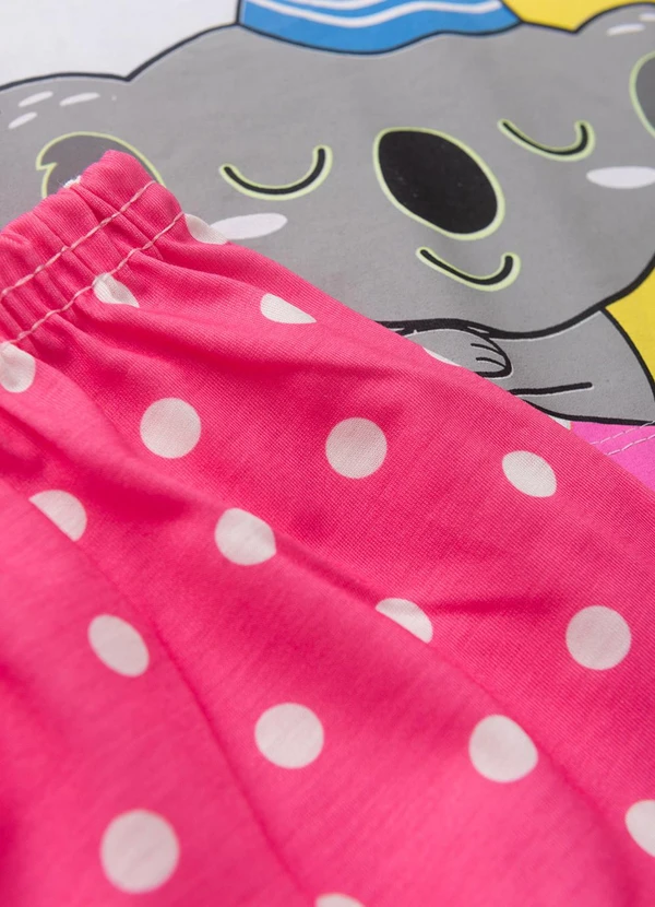 Atelie da Crianca - Pijama Feminino Verão Coala Bolinha Branco 4