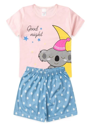 Atelie da Crianca - Pijama Feminino Verão Coala Bolinha Rosa - ATELIE DA CRIANCA