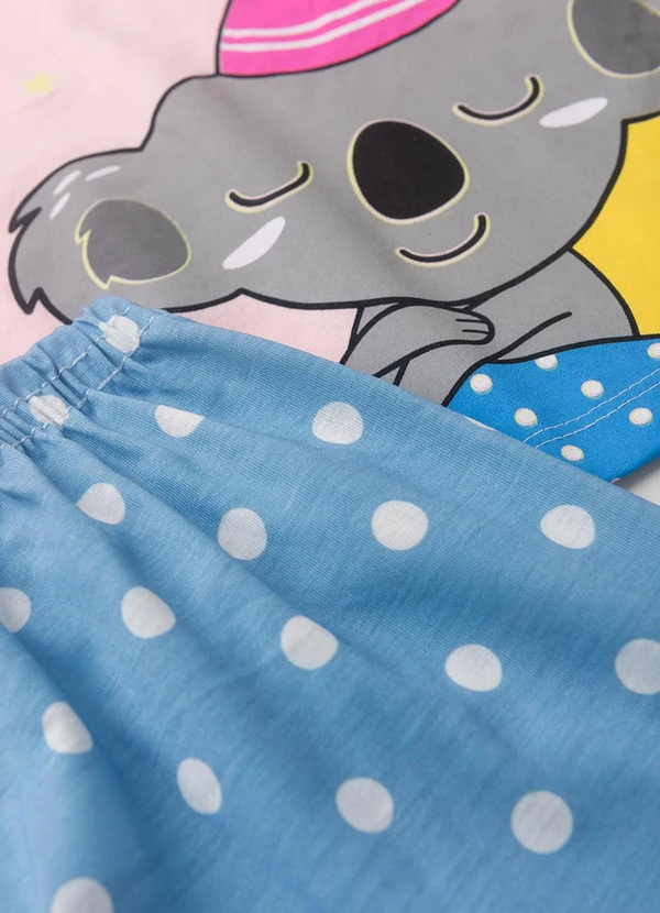 Atelie da Crianca - Pijama Feminino Verão Coala Bolinha Rosa 4