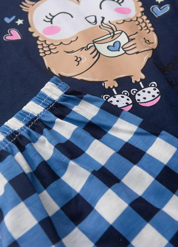 Atelie da Crianca - Pijama Feminino Verão Coruja Azul 4