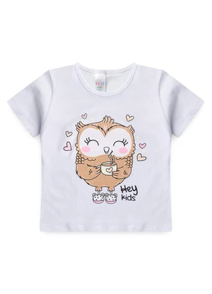 Atelie da Crianca - Pijama Feminino Verão Coruja Branco - ATELIE DA CRIANCA