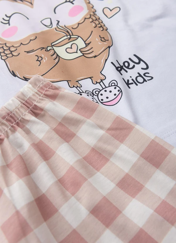 Atelie da Crianca - Pijama Feminino Verão Coruja Branco 4