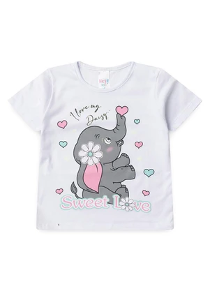 Atelie da Crianca - Pijama Feminino Verão Elefante Branco - ATELIE DA CRIANCA