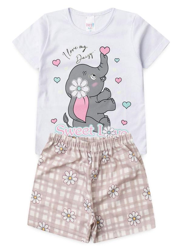 Atelie da Crianca - Pijama Feminino Verão Elefante Branco