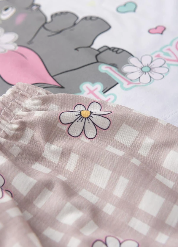 Atelie da Crianca - Pijama Feminino Verão Elefante Branco 4