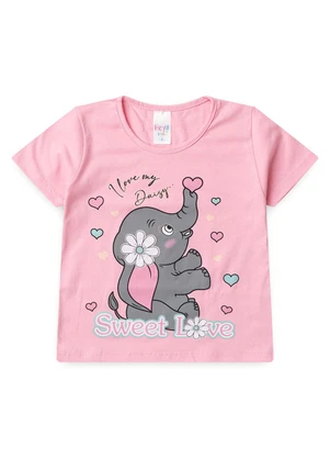 Atelie da Crianca - Pijama Feminino Verão Elefante Rosa - ATELIE DA CRIANCA