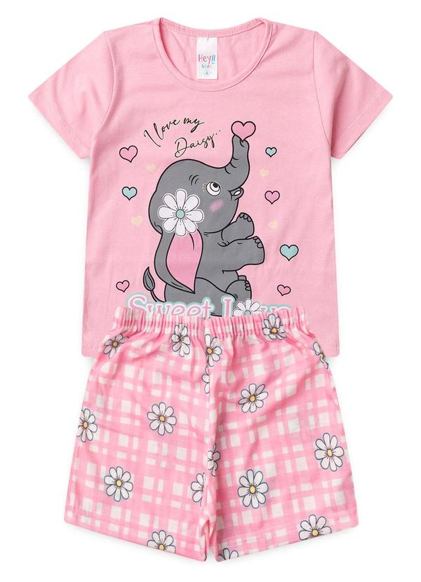 Atelie da Crianca - Pijama Feminino Verão Elefante Rosa