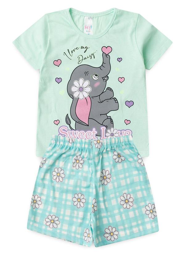 Atelie da Crianca - Pijama Feminino Verão Elefante Verde