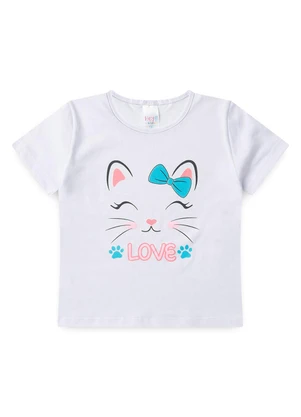 Atelie da Crianca - Pijama Feminino Verão Gato Laço Branco - ATELIE DA CRIANCA