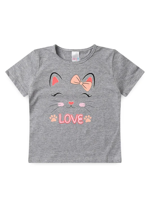 Atelie da Crianca - Pijama Feminino Verão Gato Laço Cinza 1