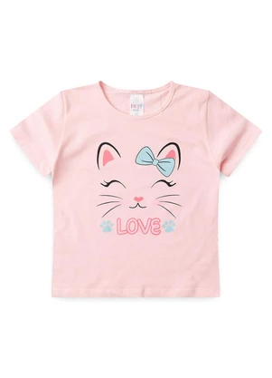 Atelie da Crianca - Pijama Feminino Verão Gato Laço Rosa - ATELIE DA CRIANCA