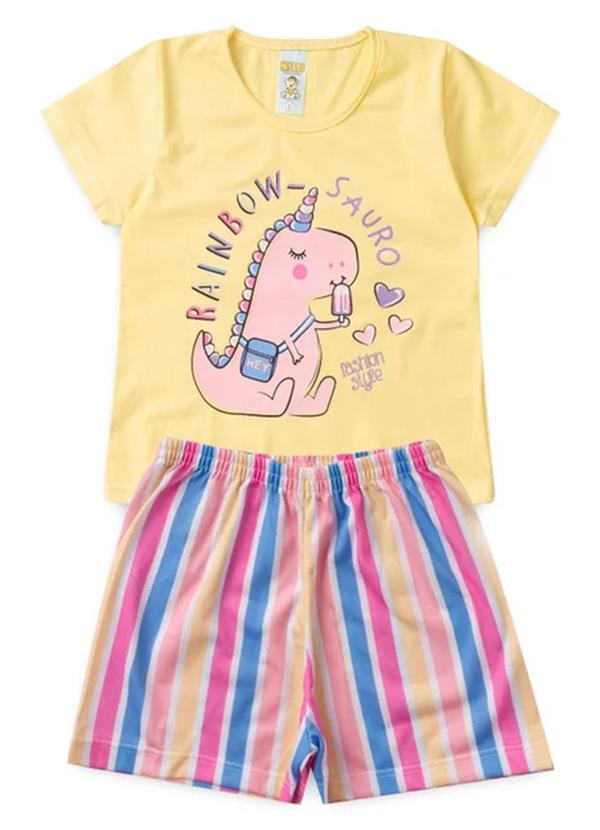 Atelie da Crianca - Pijama Feminino Verão Rainbow-Sauro Amarelo