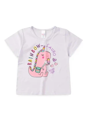 Atelie da Crianca - Pijama Feminino Verão Rainbow-Sauro Branco - ATELIE DA CRIANCA