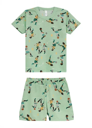 Malwee Kids - Pijama Futebol Brilha no Escuro Verde Claro - MALWEE KIDS
