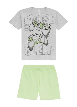 Malwee Kids - Pijama Gamer Brilha no Escuro Cinza Claro - MALWEE KIDS