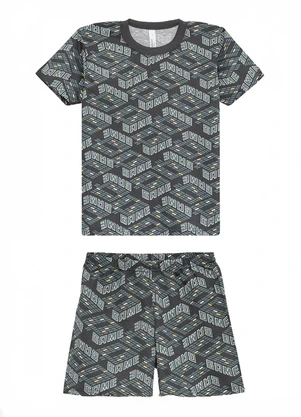 Malwee Kids - Pijama Gamer Brilha no Escuro Cinza - MALWEE KIDS