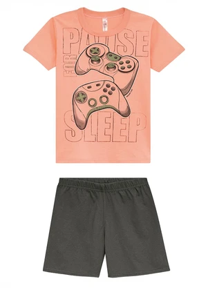 Malwee Kids - Pijama Gamer Brilha no Escuro Coral - MALWEE KIDS