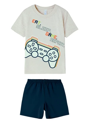 Malwee Kids - Pijama Gamer Cinza Claro - MALWEE KIDS